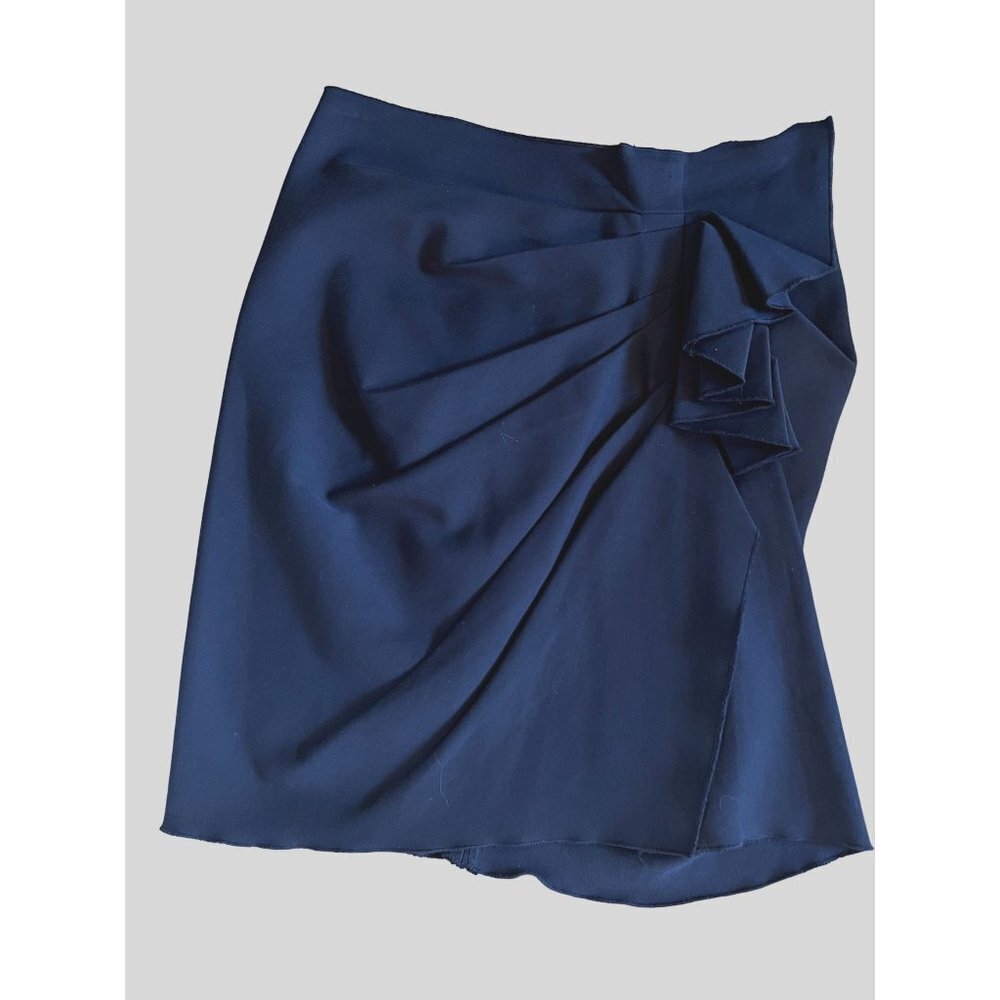 Zara Fitted Black Ruched Bow Mini Skirt Size XS